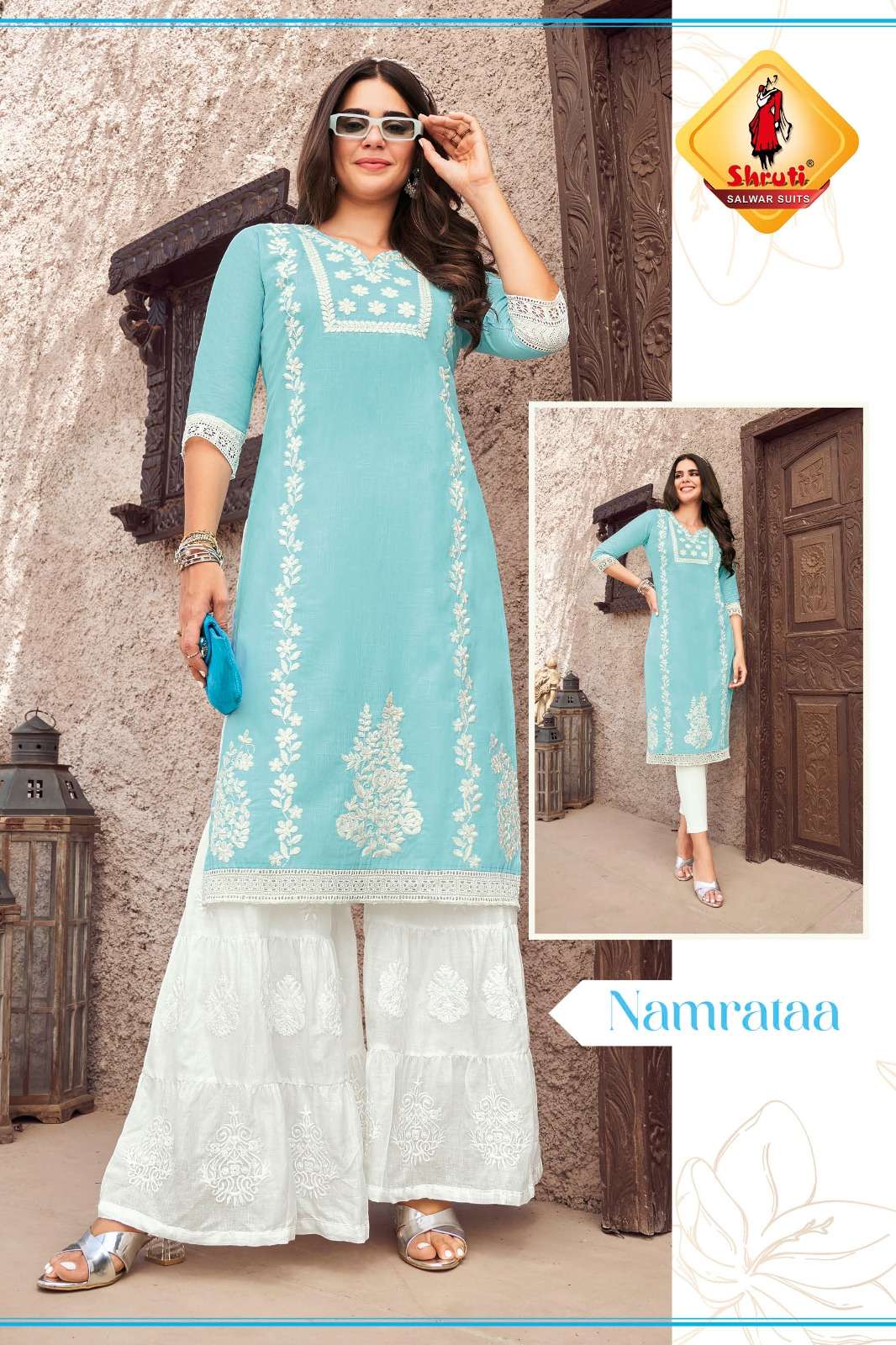 KKASHISH VOL 28  PURE COTTON LINEN WITH DIFFERENT TYPES OF STYLISH EMBROIDERY WORK BY SHRUTI SUITS NAMARATAA